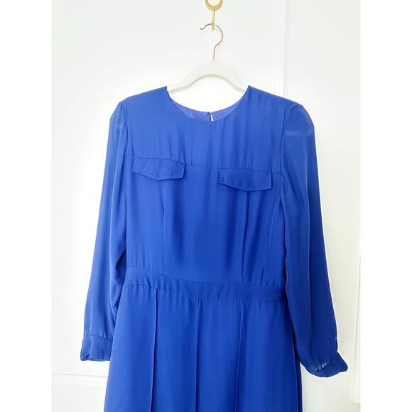 Jenni Kayne Blue Silk Long Sleeve Dress Size M - Picture 4 of 11